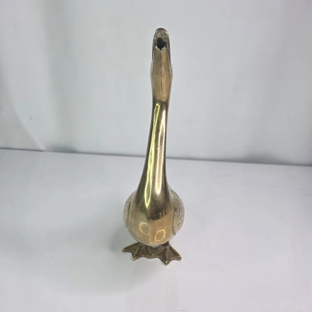 Vintage Brass Duck Goose Webbed Feet Legs Long Neck. - Picture 8 of 12